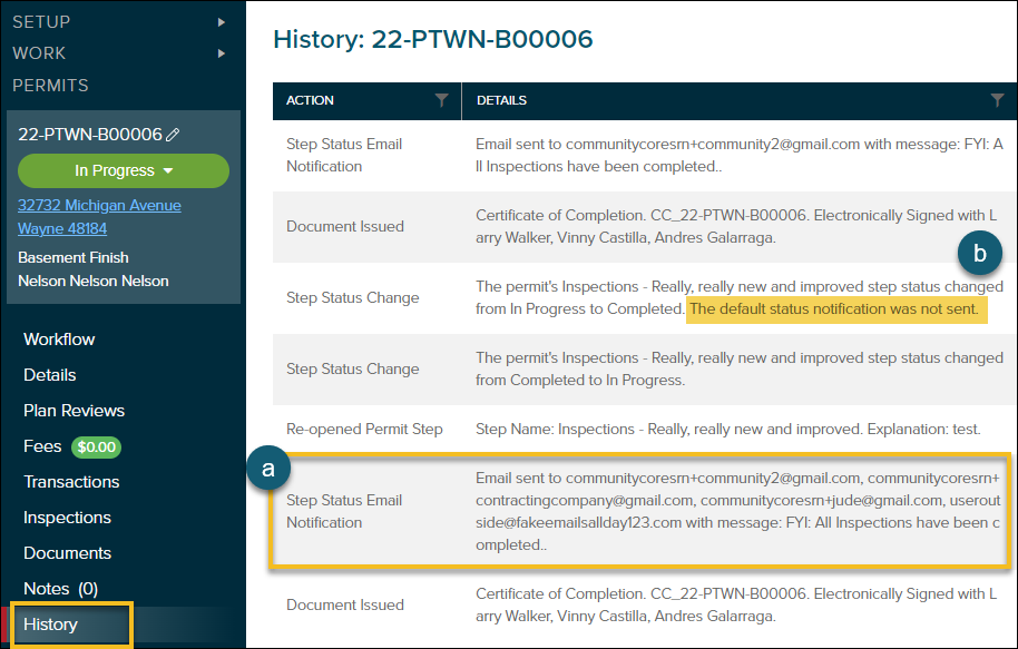 Sprint 10, workflow notifications, permit history.png