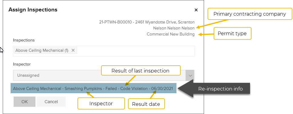 Sprint 17, more info on assign inspectors modal.png