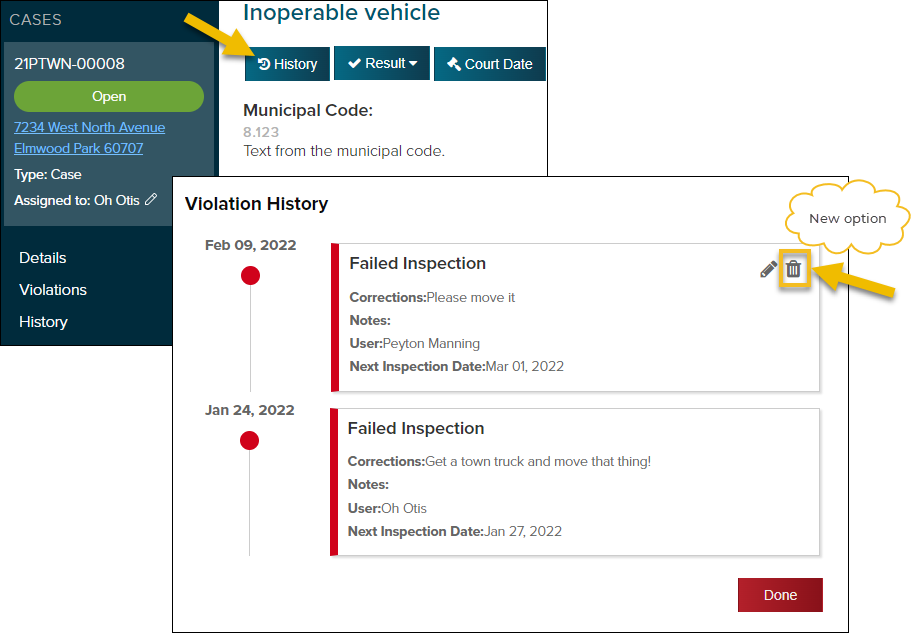 Sprint 3, delete violation history item, two steps.png