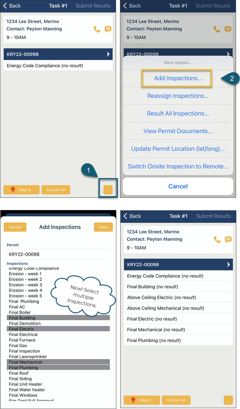 Sprint 5, select multiple inspections to add, inspectorconnect.png