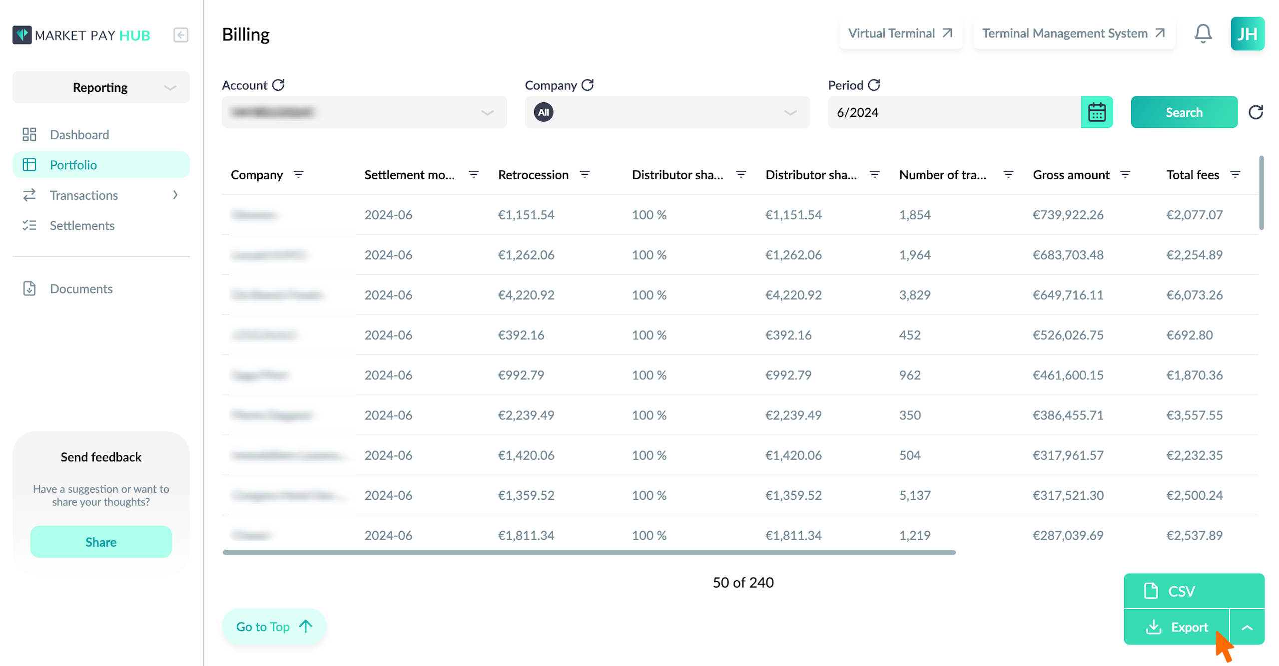 export-billing-table