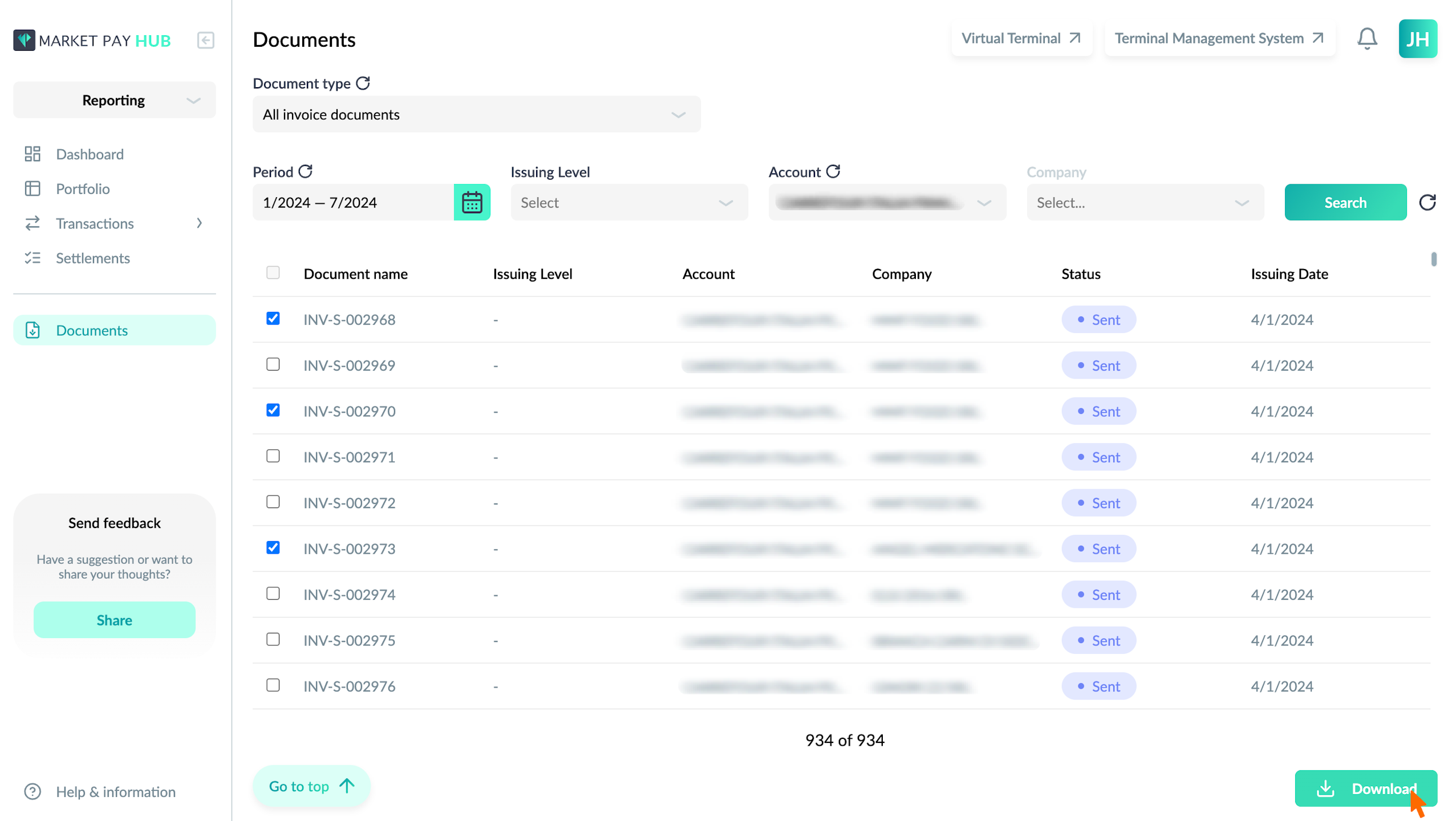 select-download-invoices