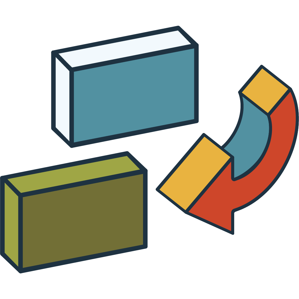 boxes with down arrow