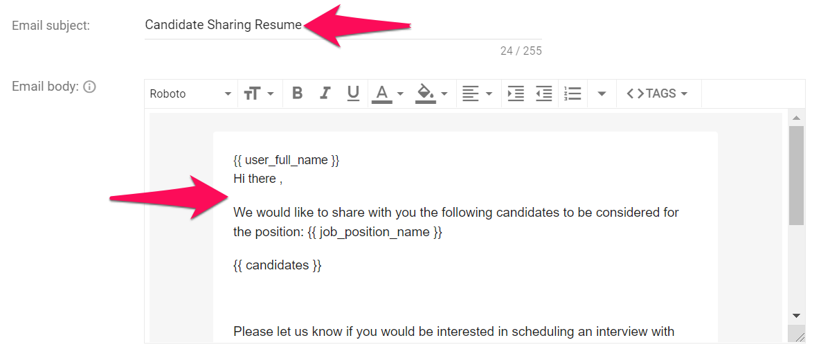 Candidate Email Sharing with Contacts and Guests 1