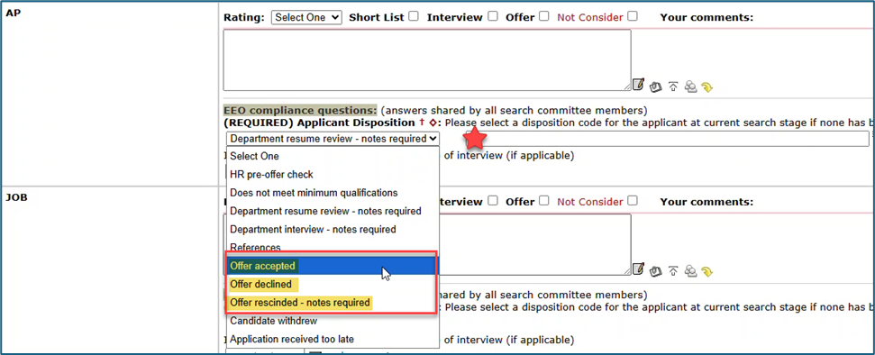 Dispositioning Candidates