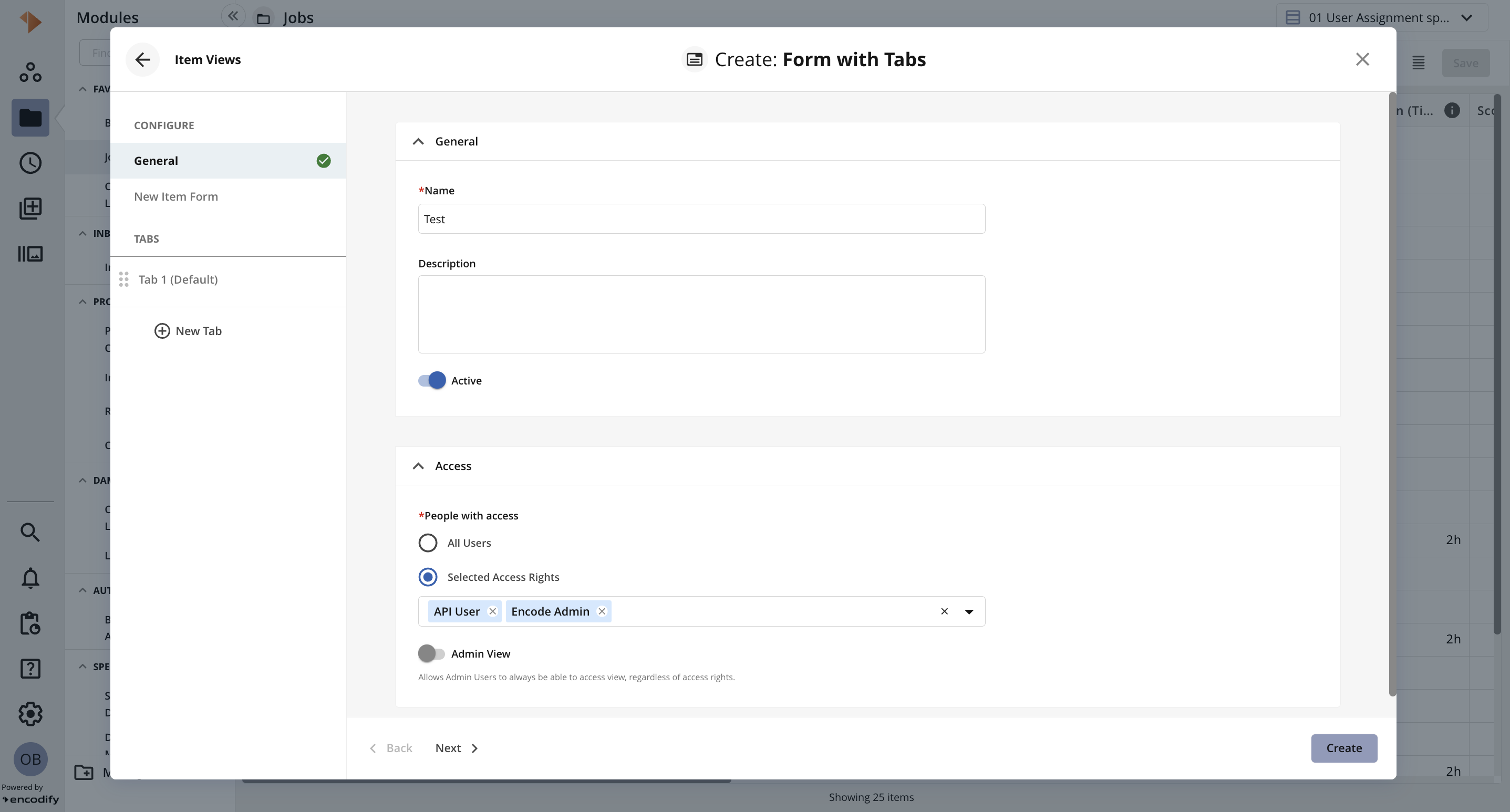Configuring Form with Tabs