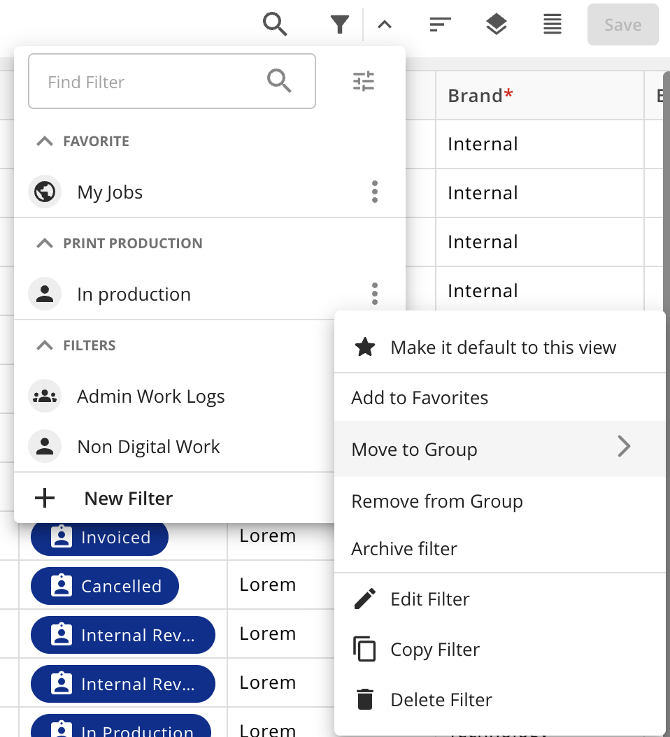 Organising Filters with Custom Groups