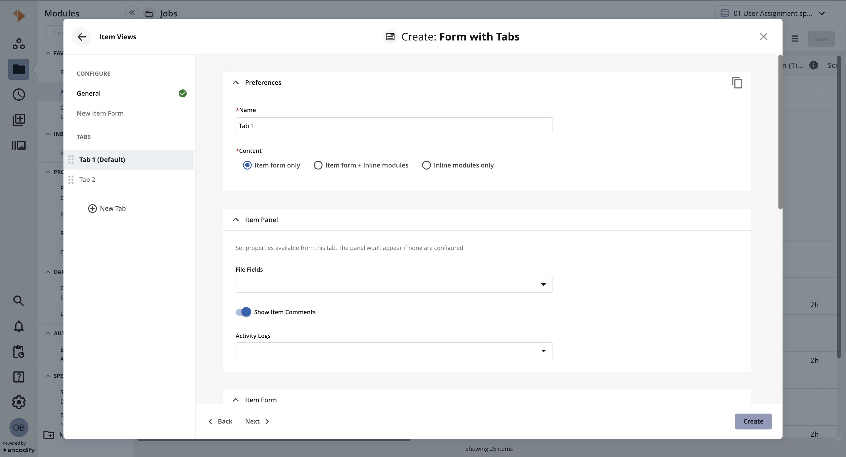 Configuring Item Comments Panel