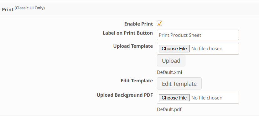 Editing settings: configuring the Print function