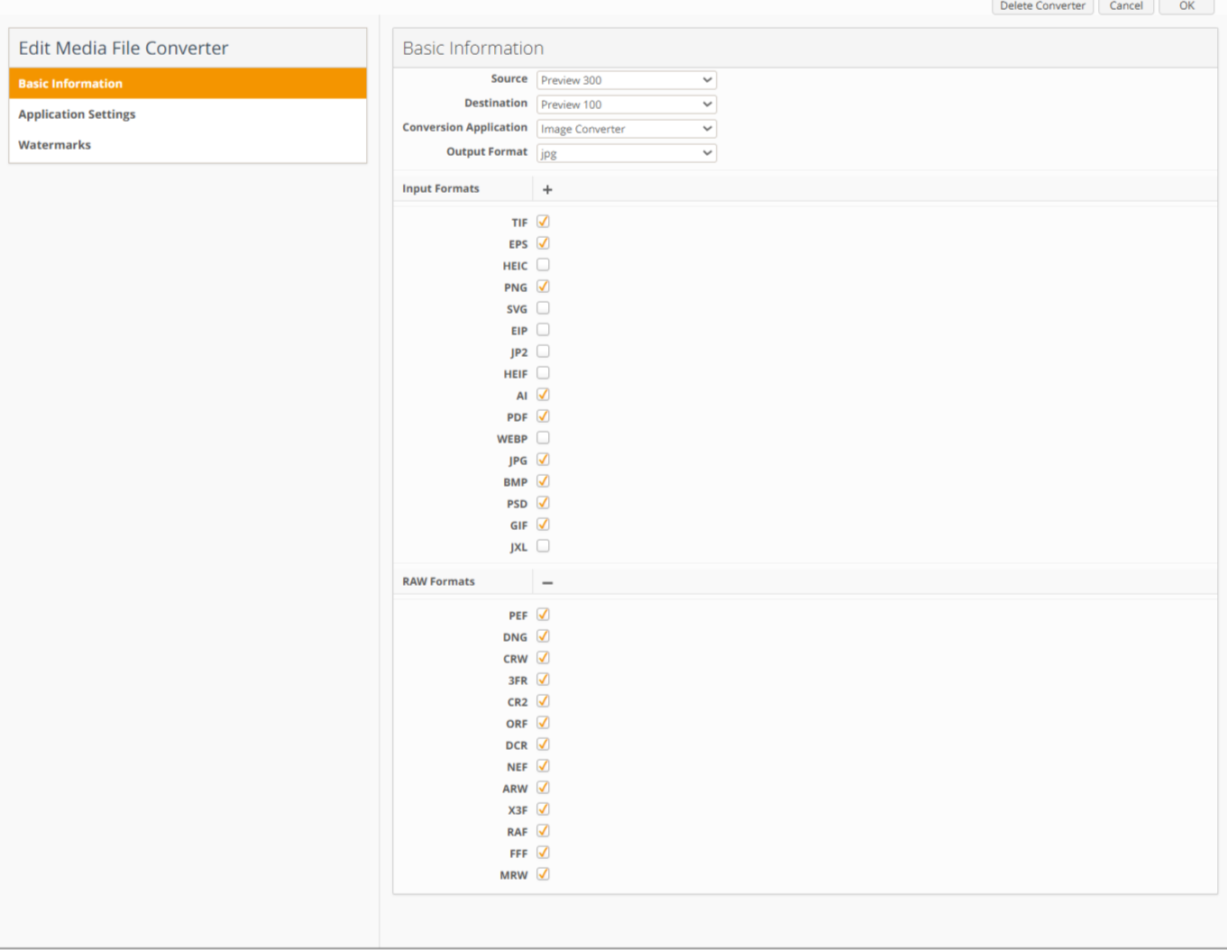 Edit Media File Converter Window  Basic Information tab