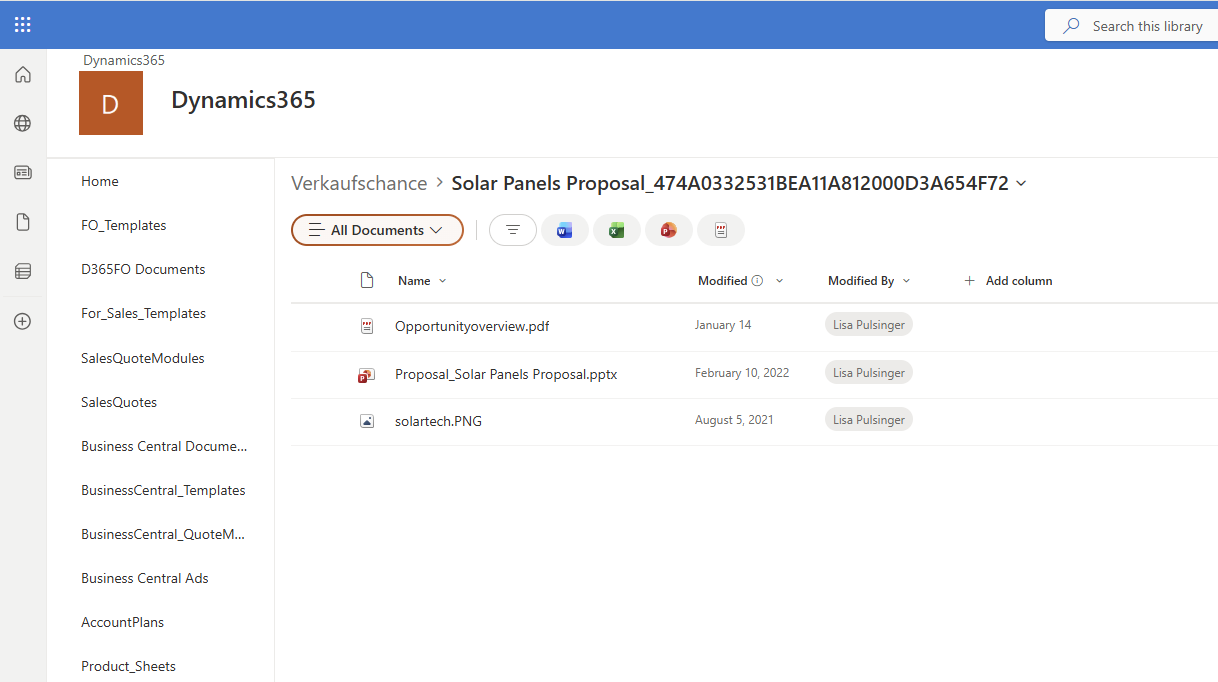 D365 CE Standard SharePoint Library