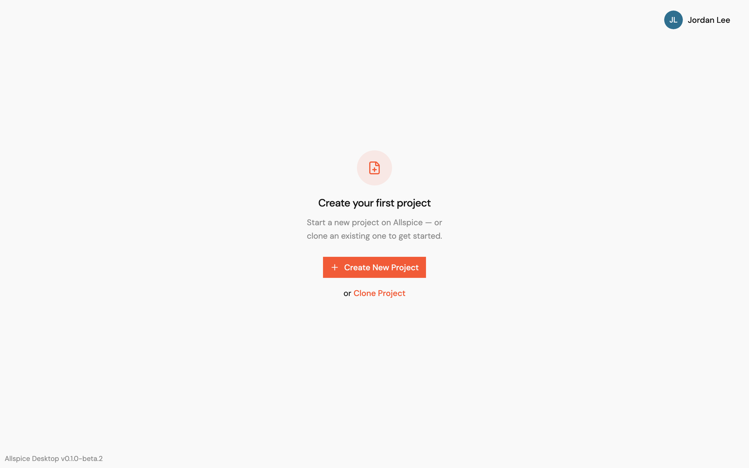 The Create your first project screen