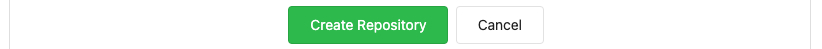 Create repository button in green with a cancel button to the right of it.