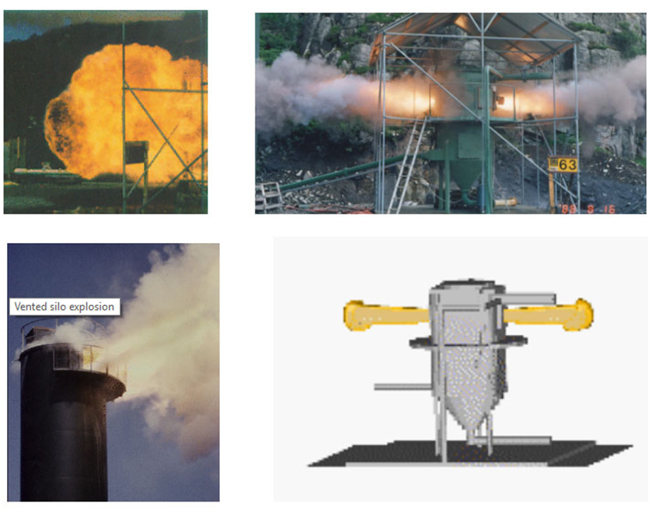 Examples of dust explosion experiments at Gexcon