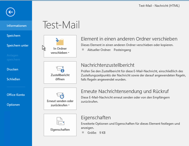 EMail Nachricht als MSG speichern Outlook