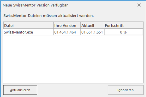 Hinweis automatische Aktualisierung