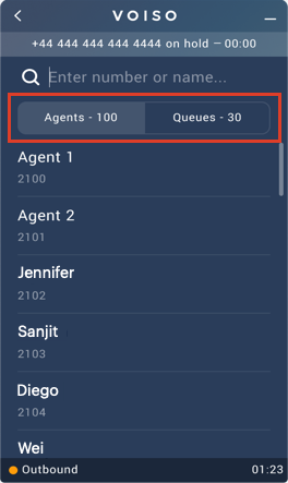 Agent Panel Agent Queue Tabs