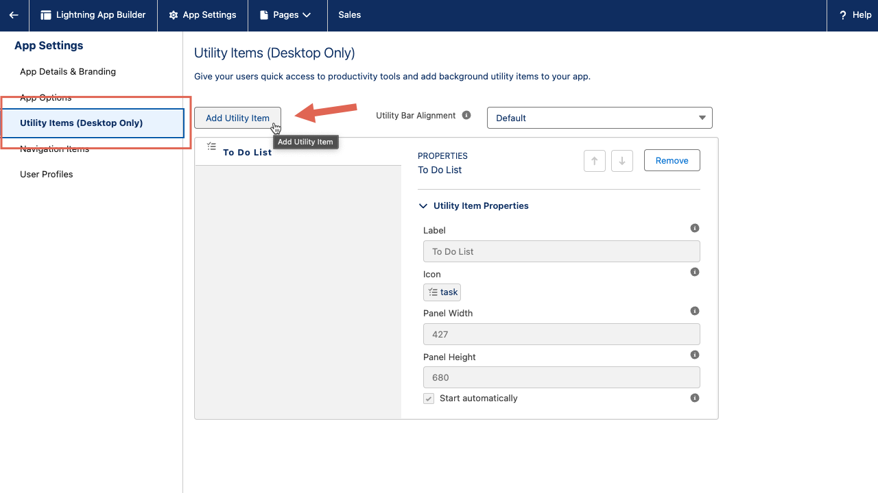 CRM Saelsforce Add Voiso Phone Add Utility Item