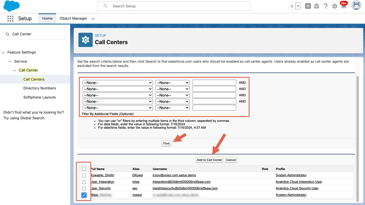 CRM Salesforce Add to Call Center