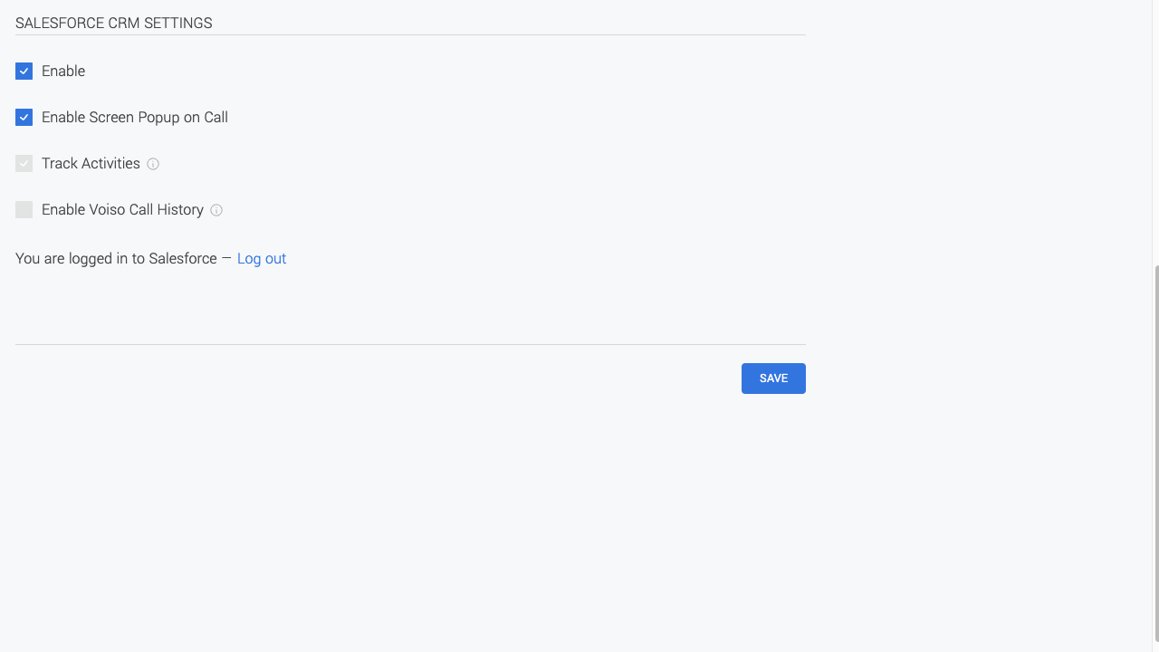 CRM Salesforce CRM Settings