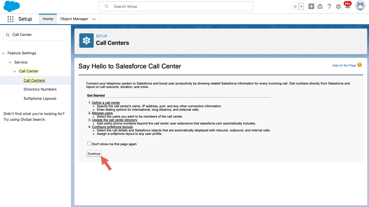 CRM Salesforce Call Centers Page