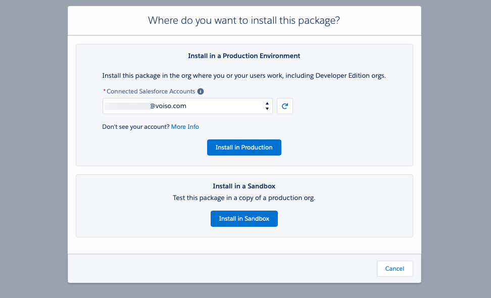 CRM Salesforce Connect 2 Select Environment