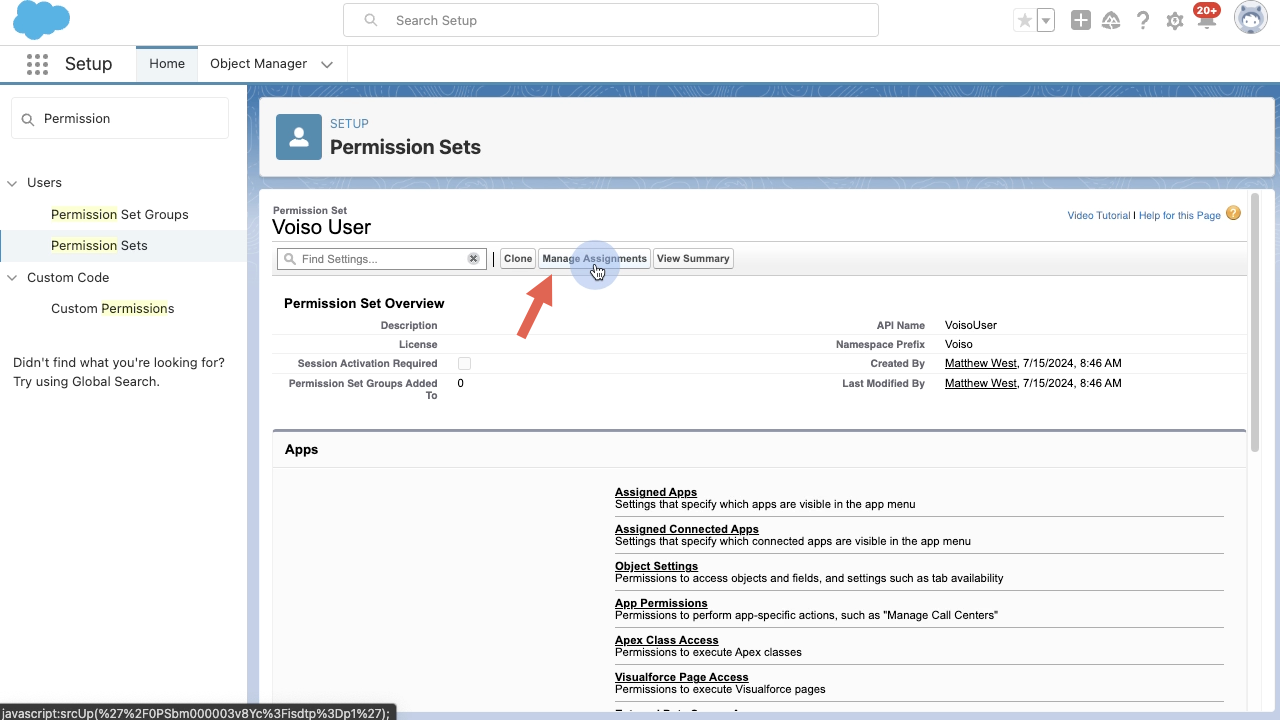 CRM Salesforce Enable Call History Manage Assignments