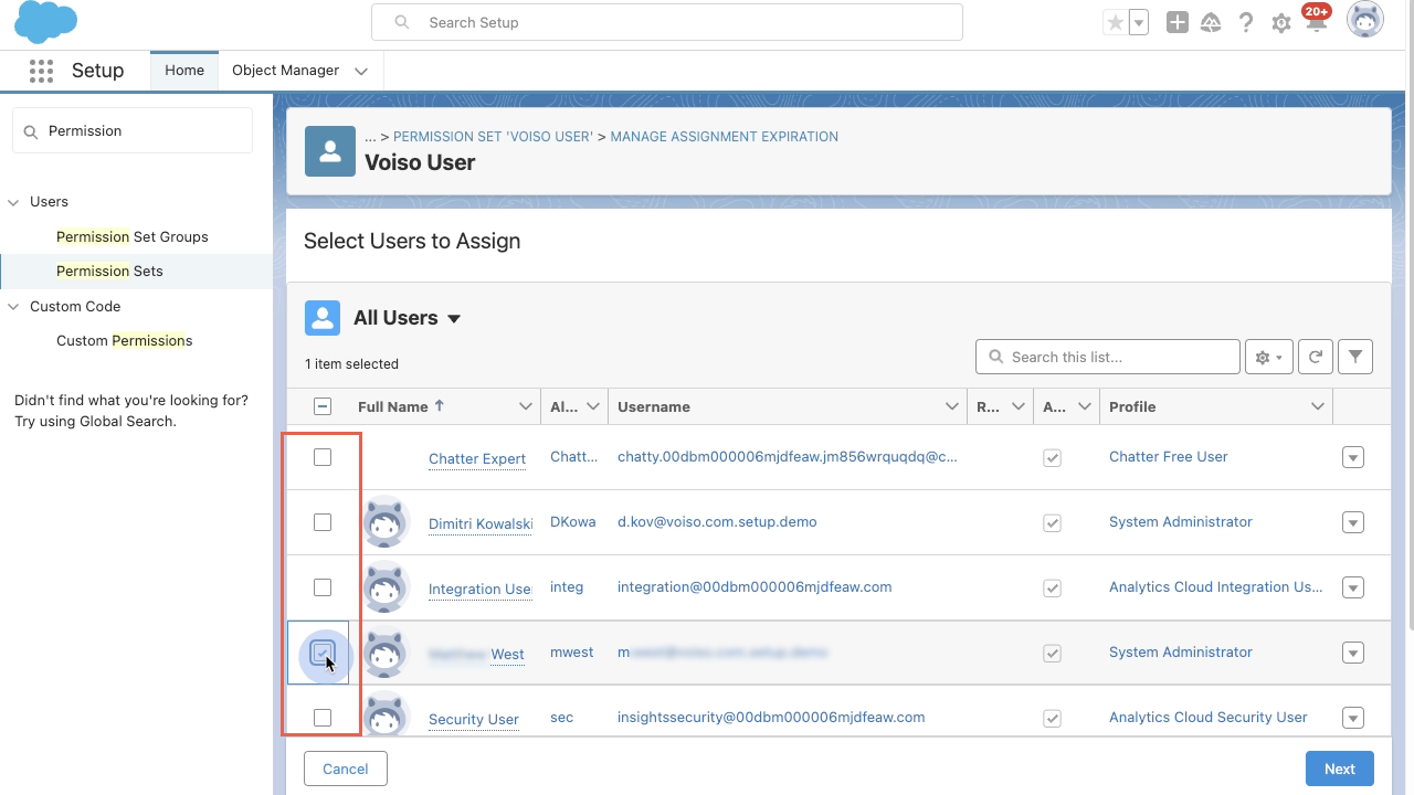 CRM Salesforce Enable Call History Select Users To Assign