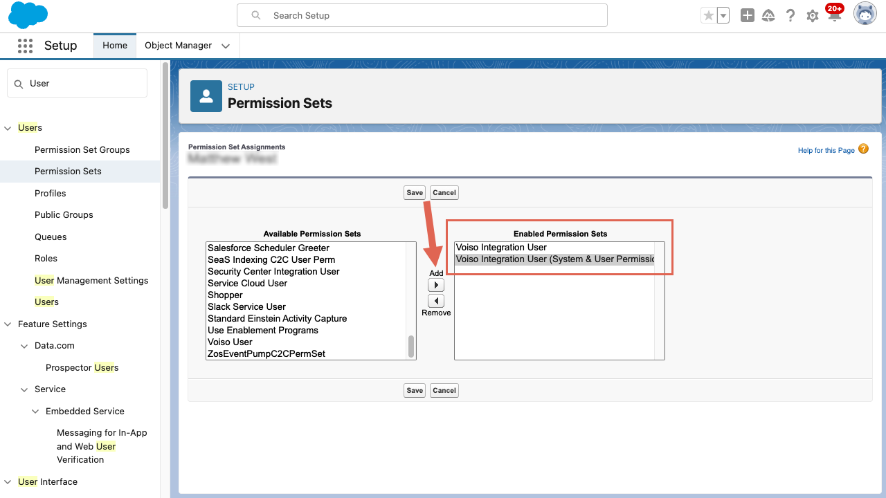 CRM Salesforce Integration User Enabled Permissions Permission Sets