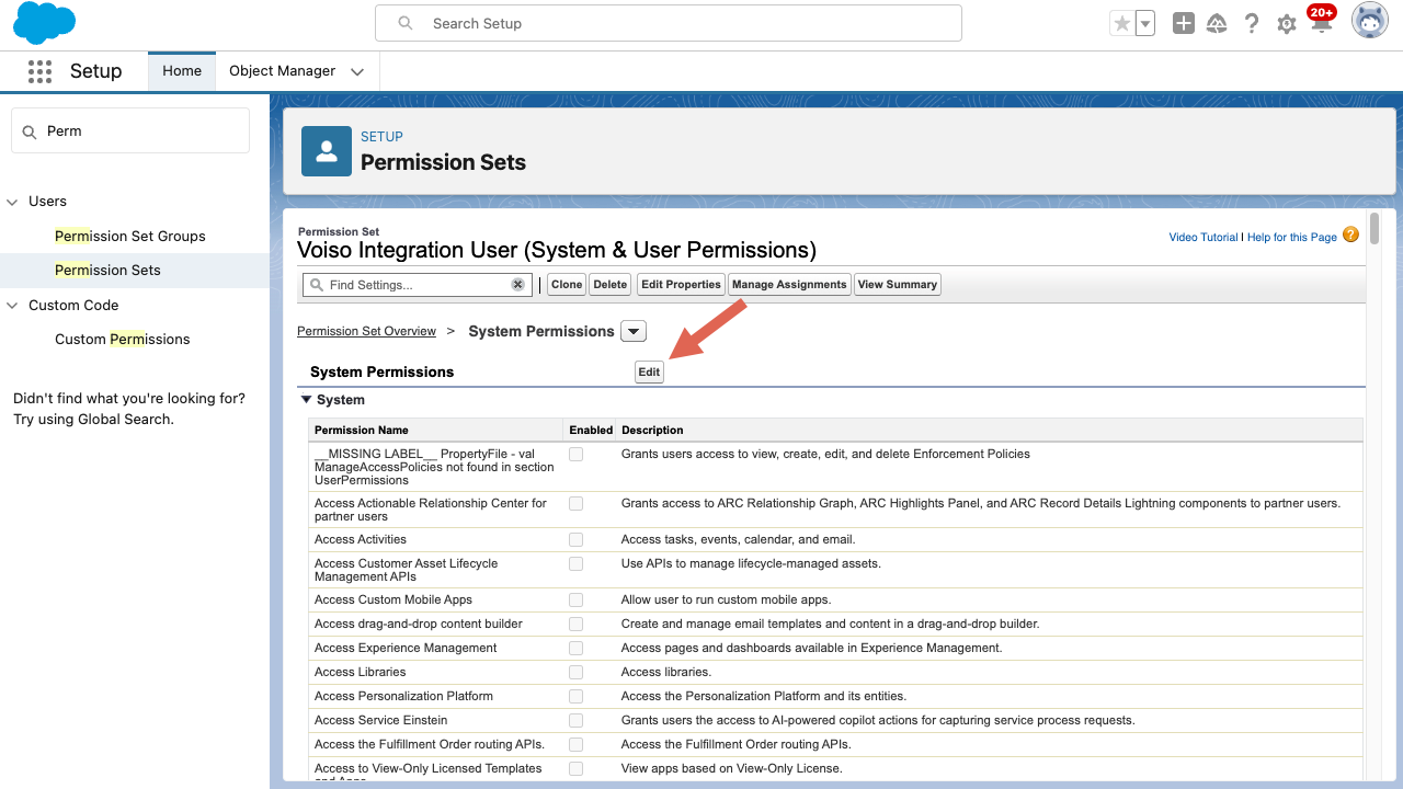 CRM Salesforce Permission Sets Create Page System Edit Button