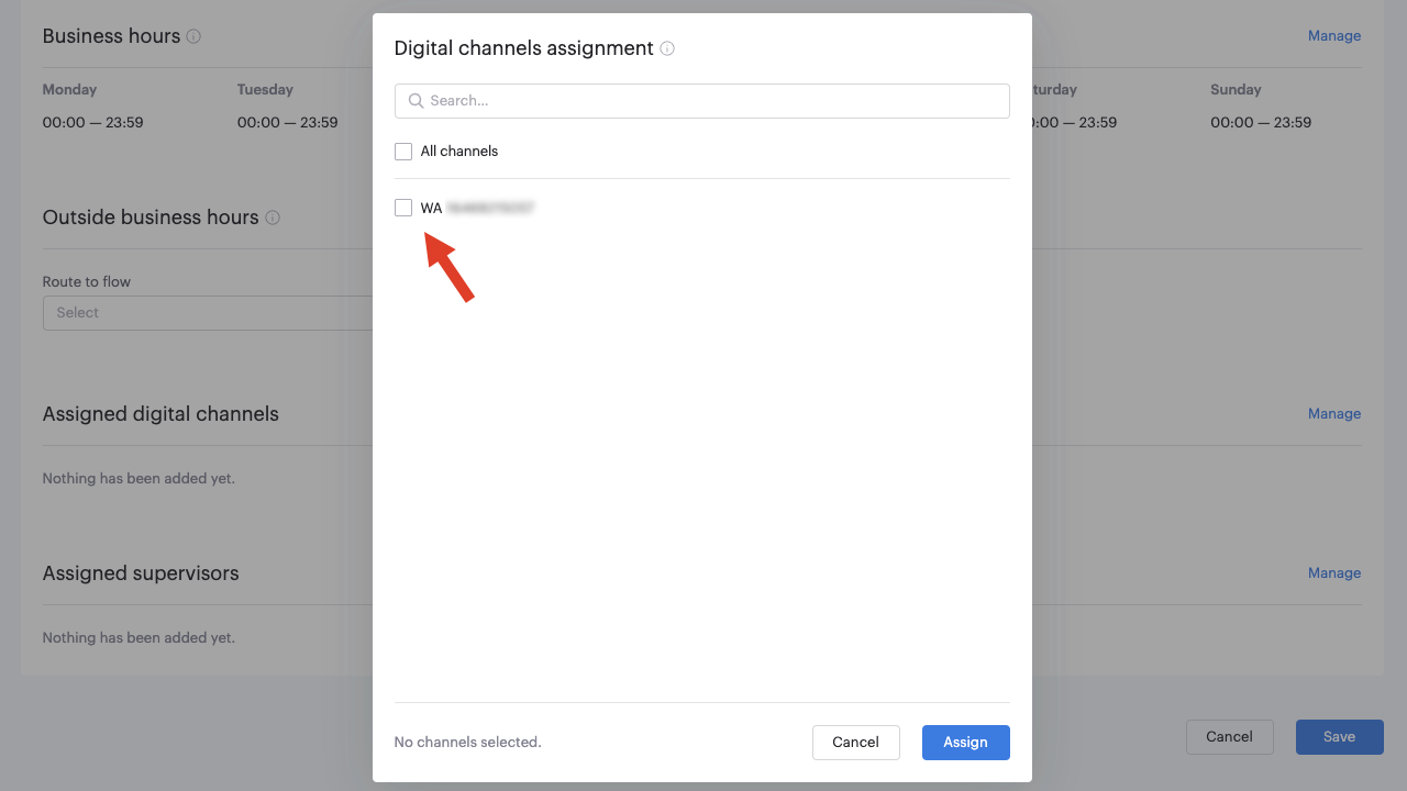 Digital channels assignment Panel Flows