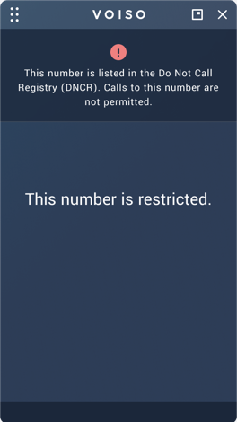 Do Not Call Registry Agent Panel Message