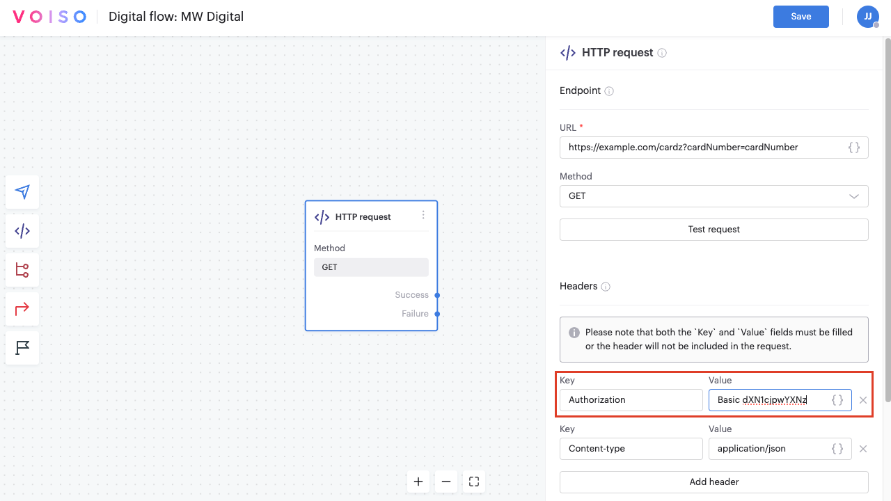 Flow Builder Authorization Header