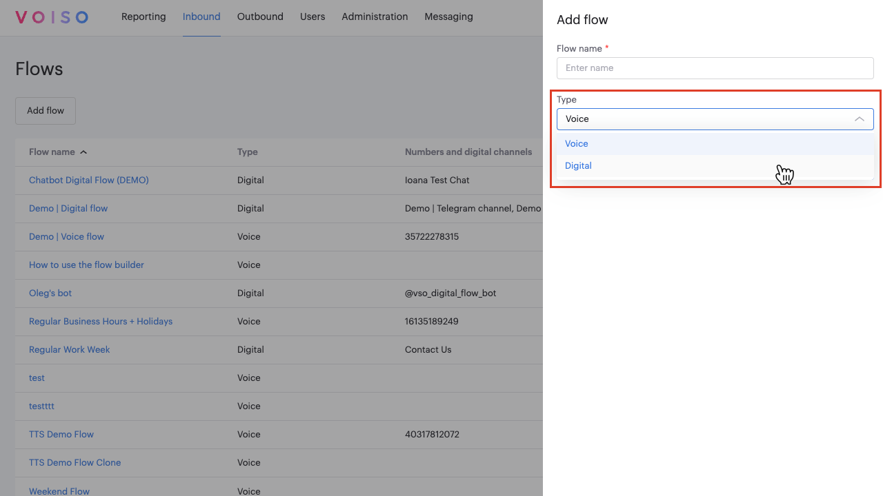 Flow Builder Chatbot Select Digital Flow Type