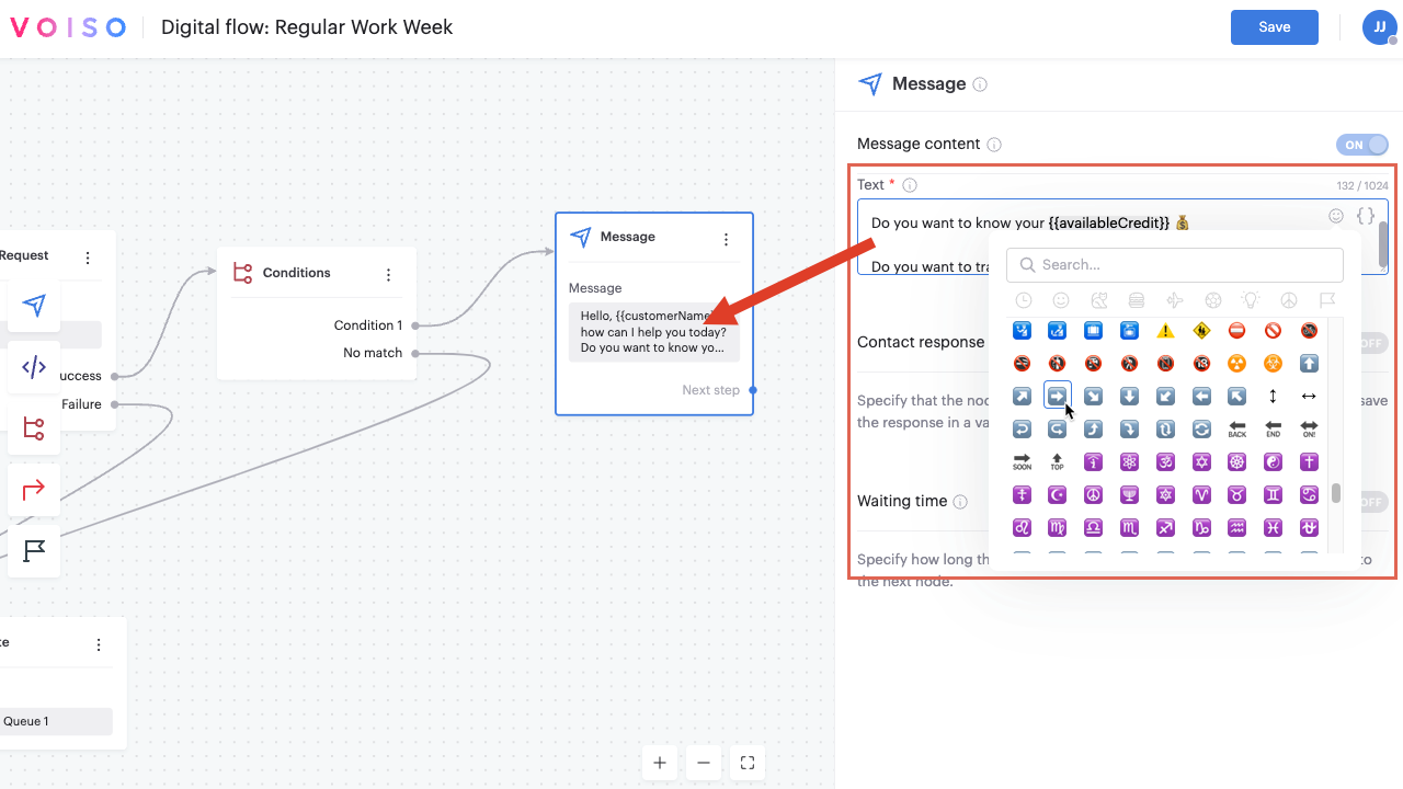 Flow Builder Digital Message Node Message Content Section