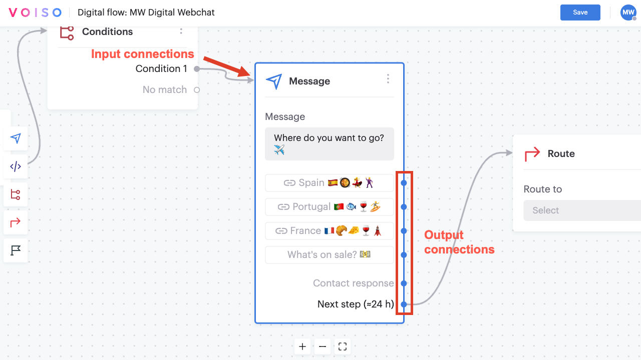 Flow Builder Digital Message Node Webchat Making Connections