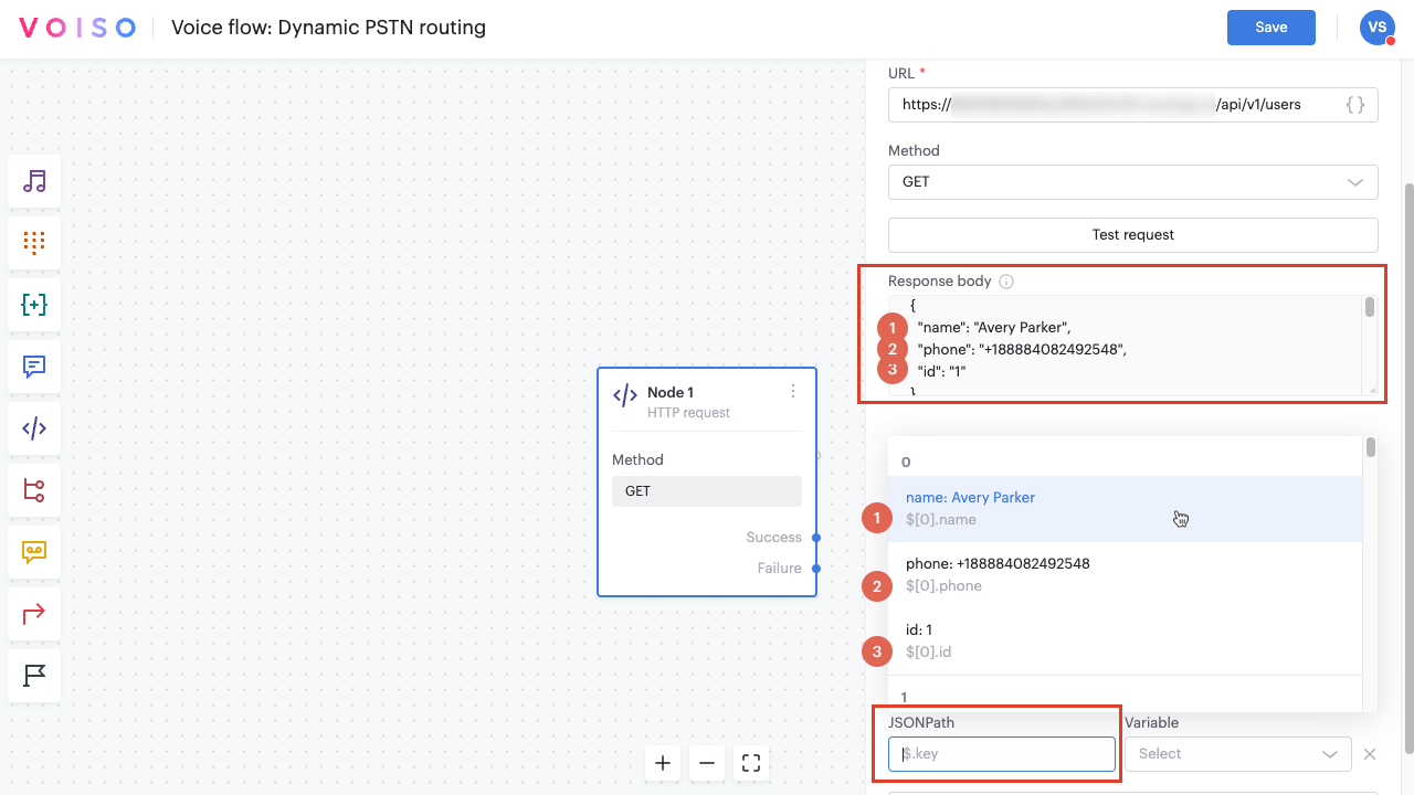 Flow Builder HTTP Request Node Mapping Settings JSONPath Drop Down Menu