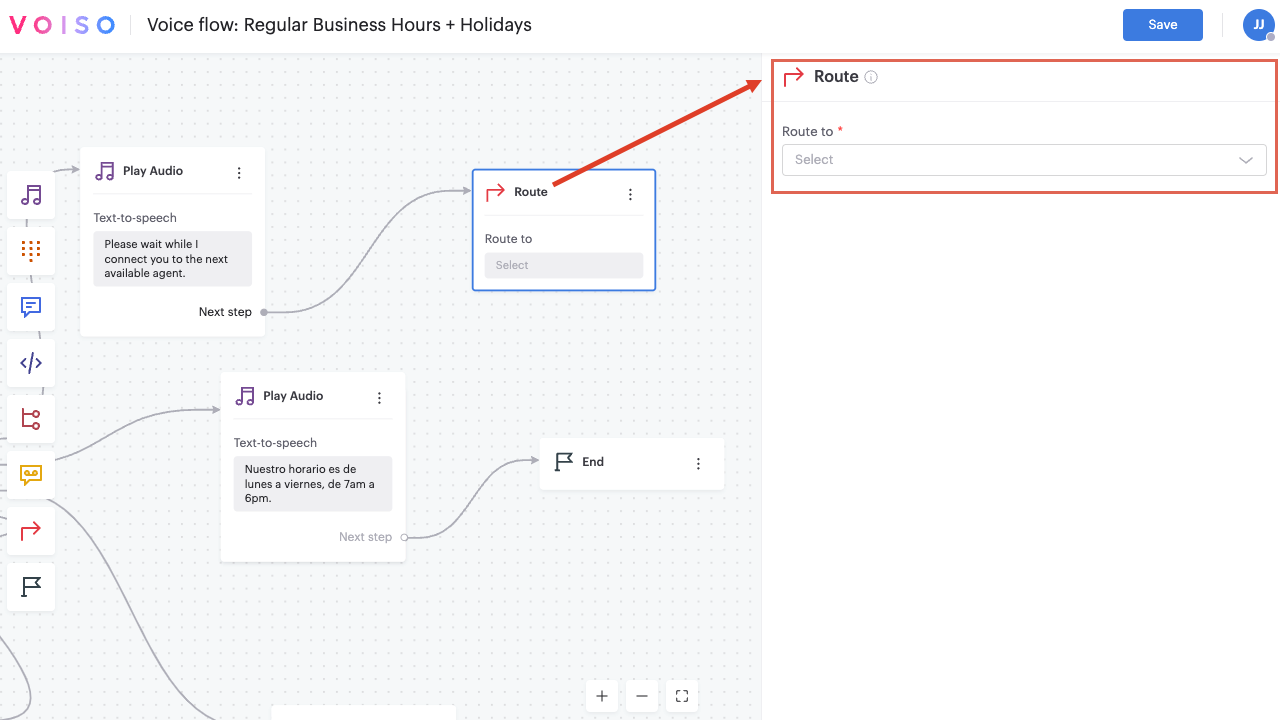 Flow Builder Route Node Blank