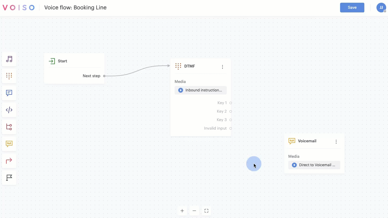 Flow Builder Voicemail Node Connections