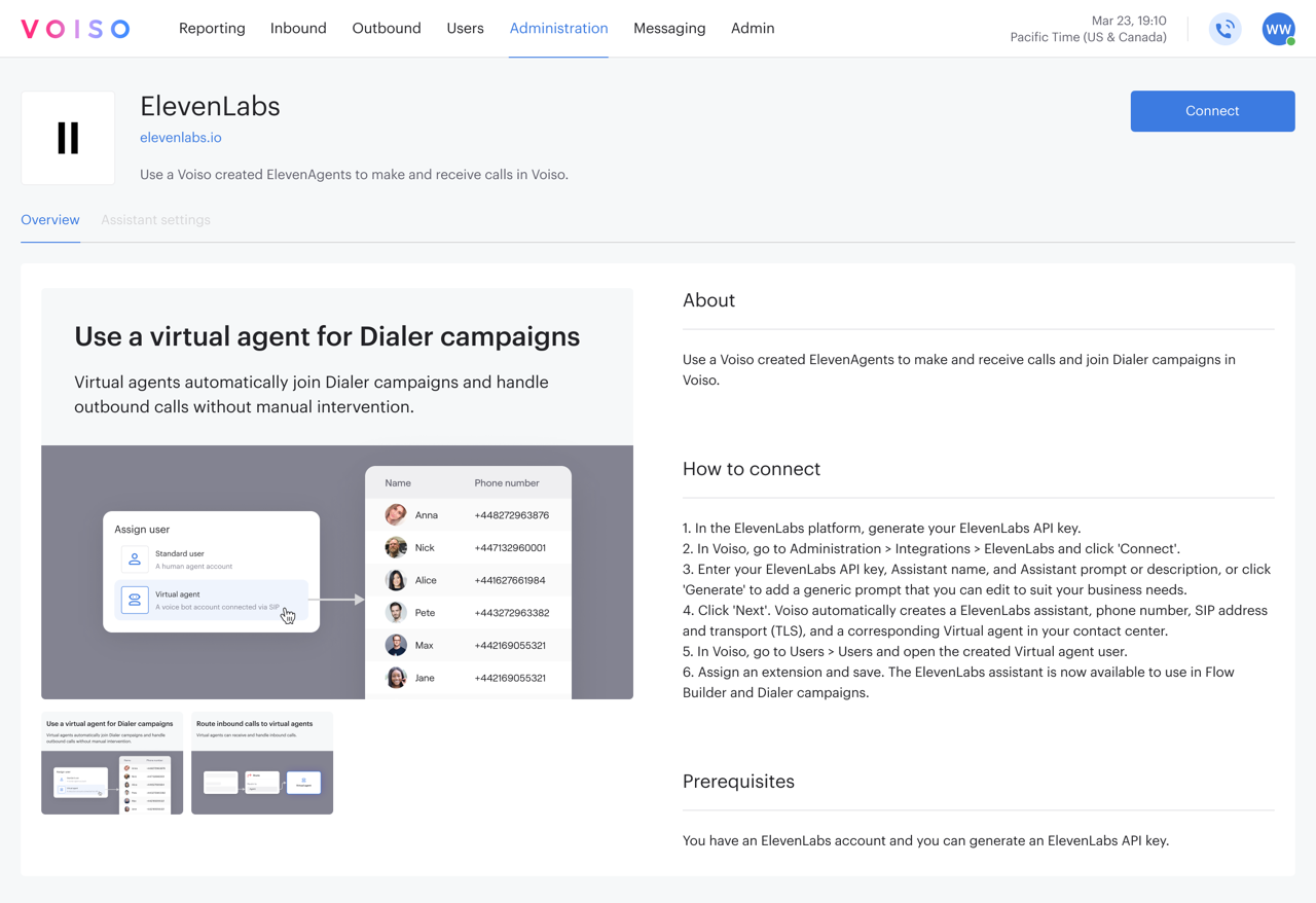 Integrations ElevenLabs Integration Page