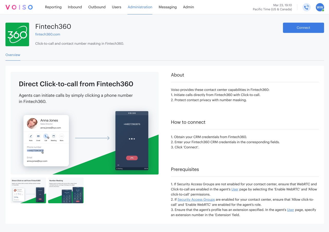 Integrations Fintech360 Integration Page