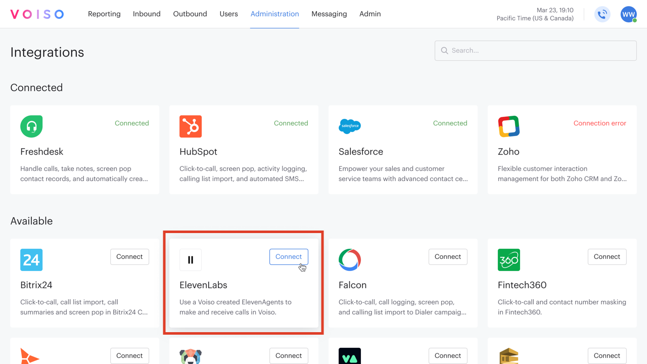 Integrations Page BYOB ElevenLabs Tile