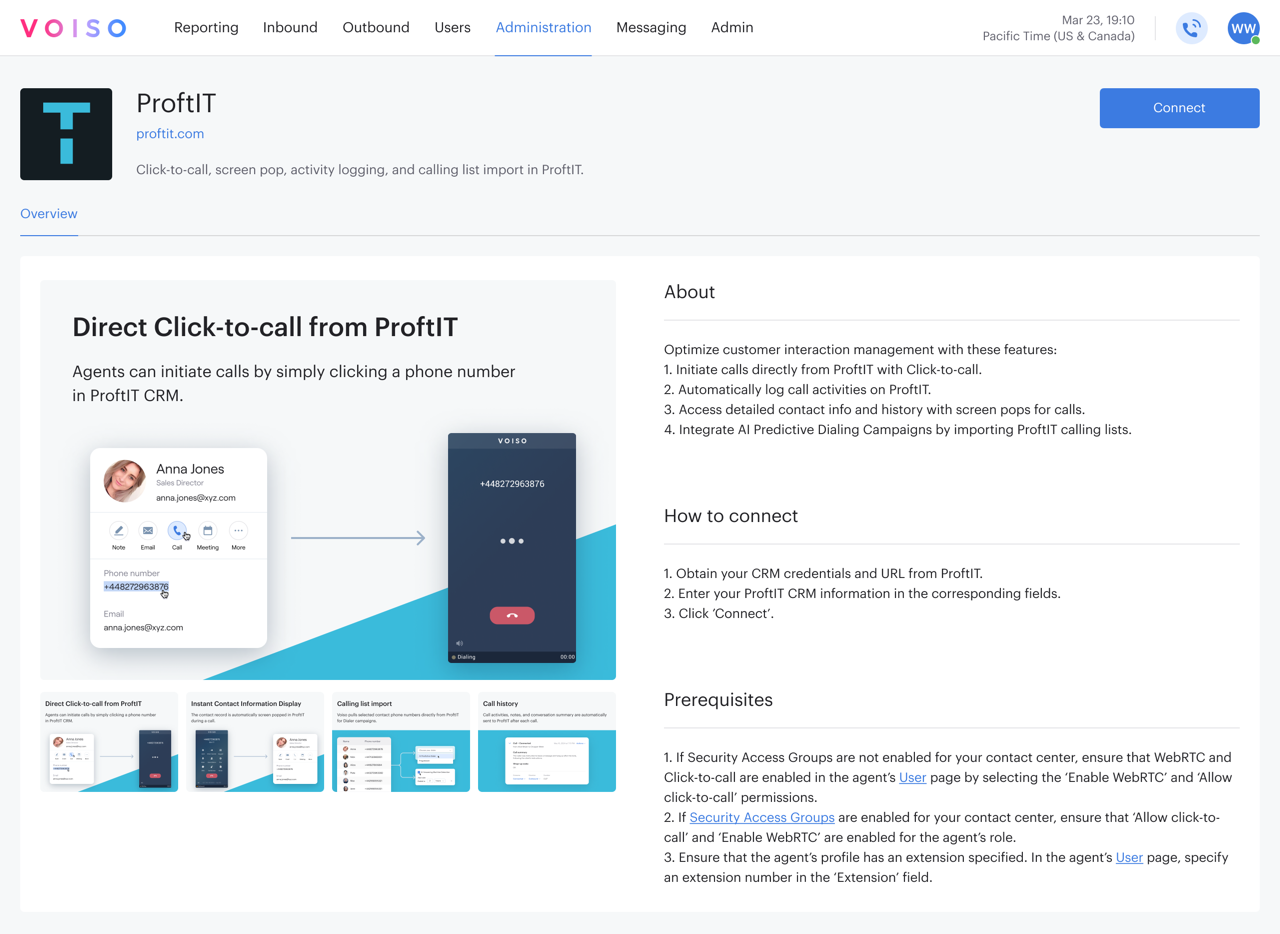 Integrations Proftit Integration Page