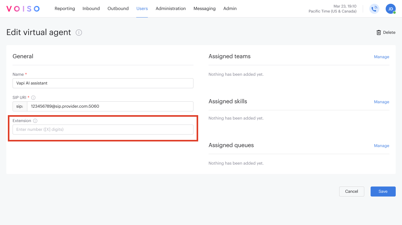 Integrations Vapi AI Edit Virtual Agent Page