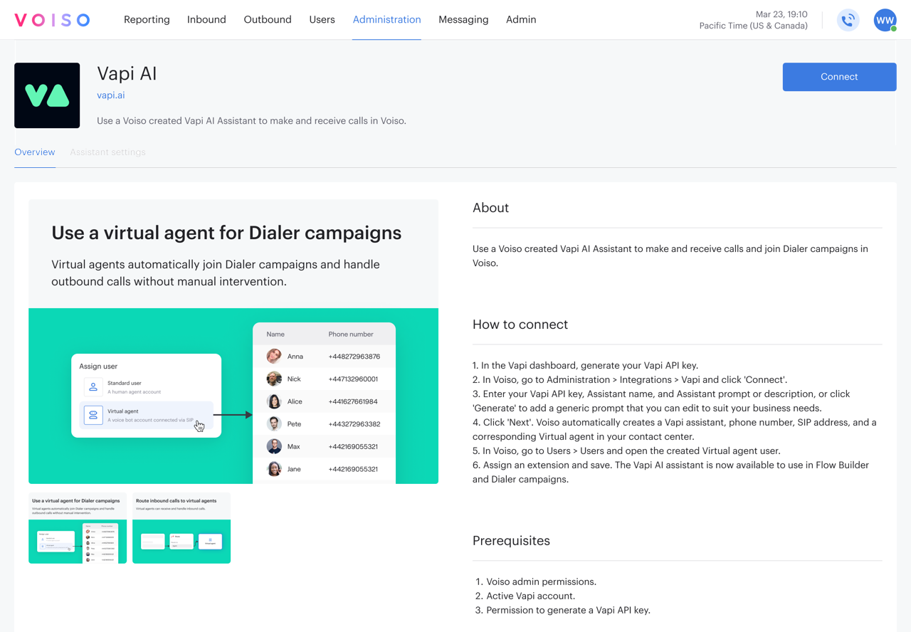 Integrations Vapi AI Integration Page