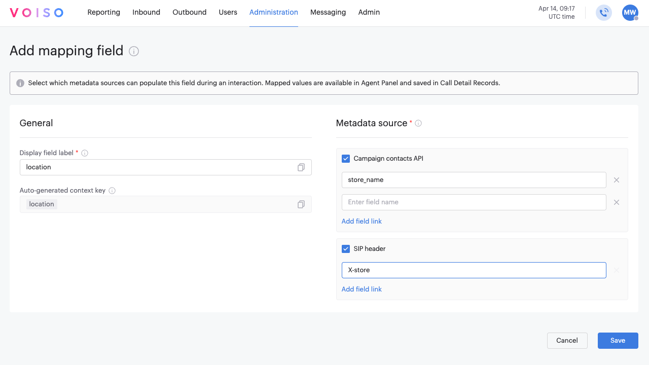 Interaction Context Mapping Add Mapping View