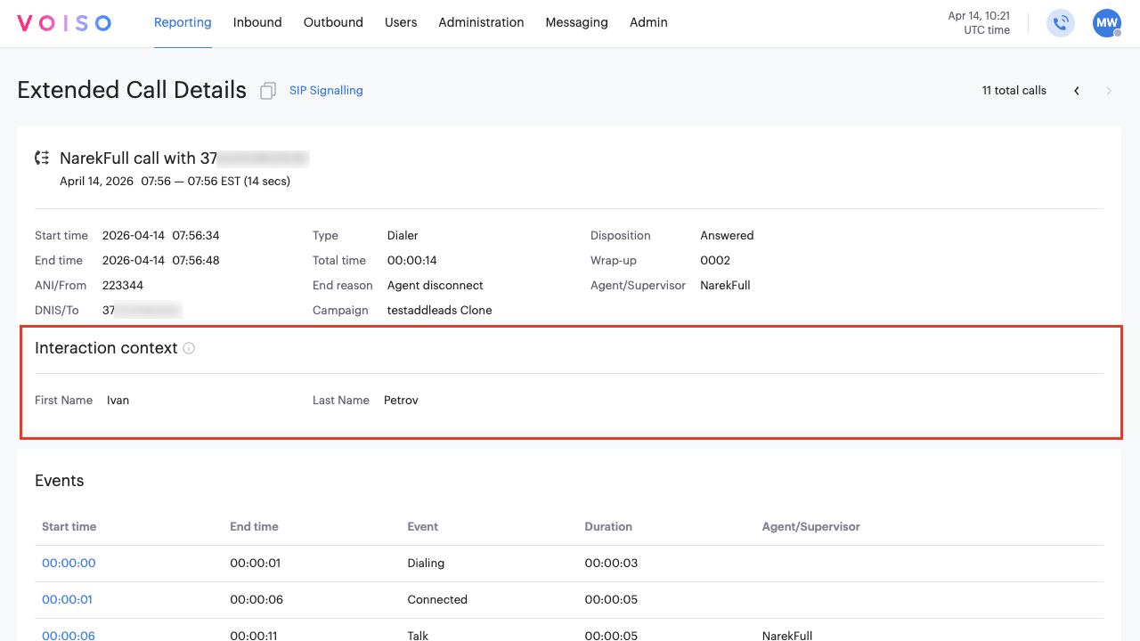 Interaction Context Mapping Extended Call Details View