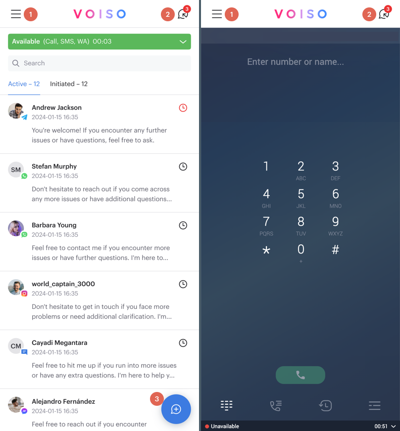 Mobile Omnichannel Worspace Basic Controls