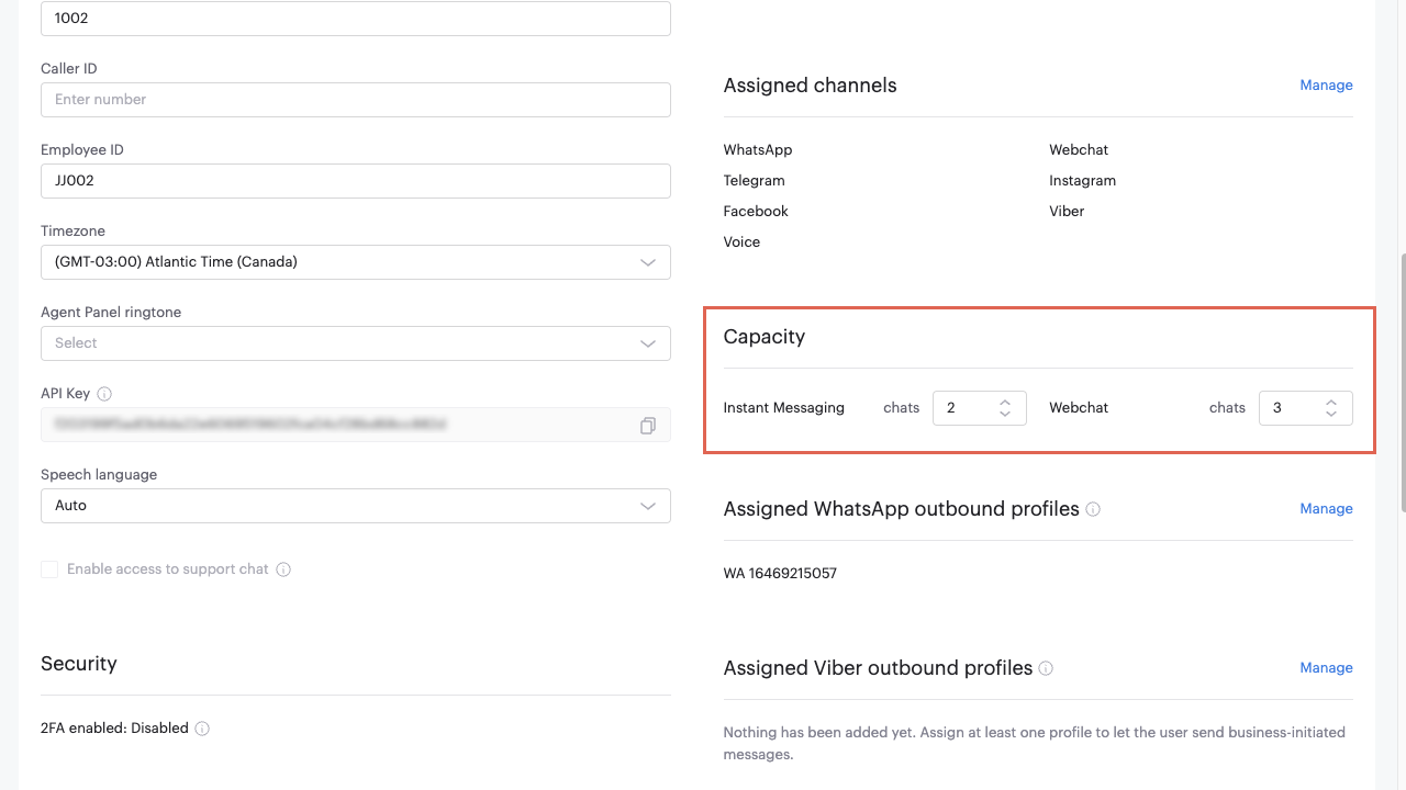 Omnichannel User Capacity Settings