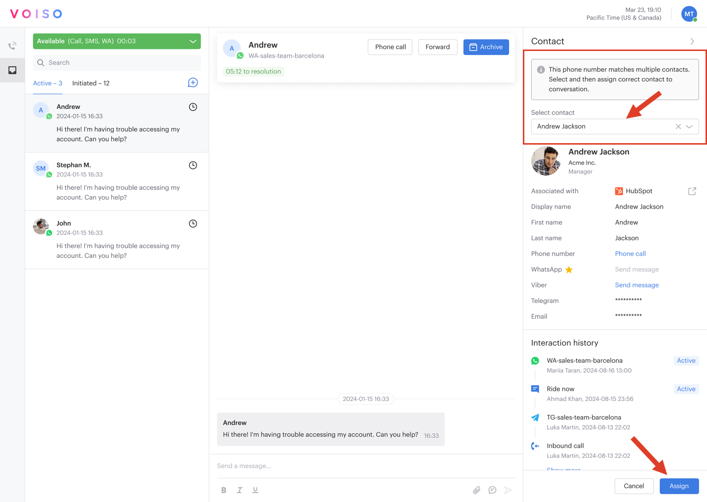 Omnichannel Using Contact Lookup Assign Contact